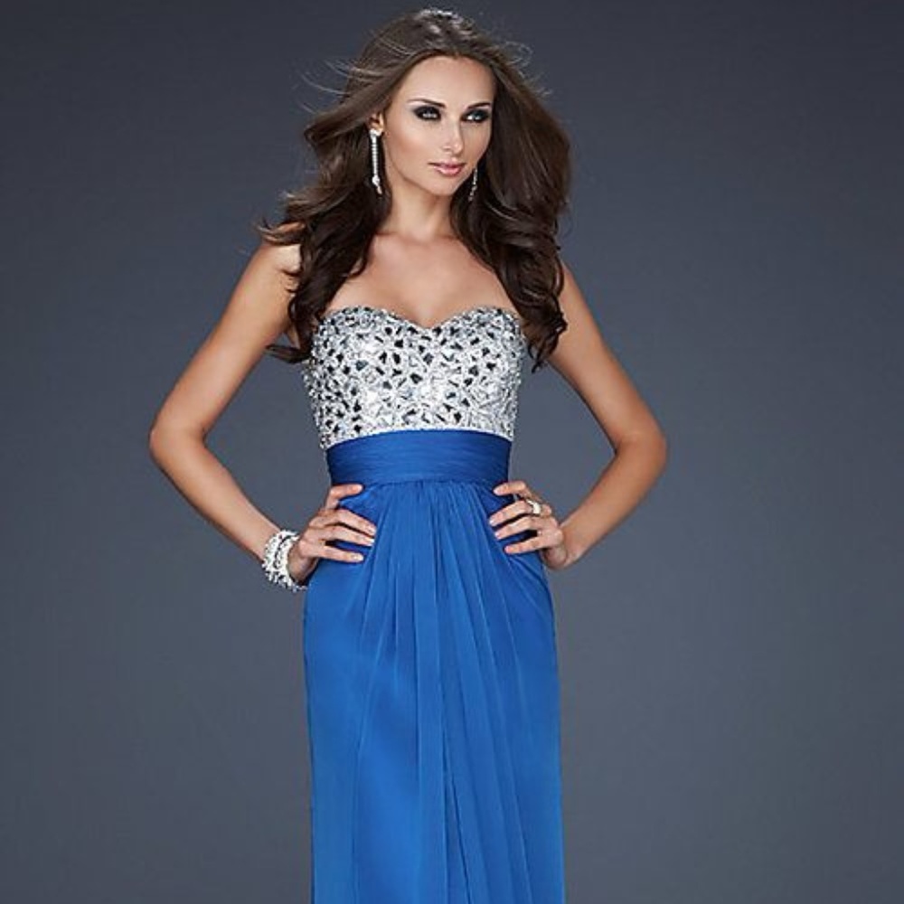 Beaded Strapless Prom Gown by La Femme